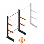 Lichte draagarmstelling enkelzijdig 2000x1250x600 2 niveaus beginsectie