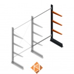 Lichte draagarmstelling enkelzijdig 2000x1250x600 3 niveaus aanbouwsectie