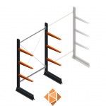 Lichte draagarmstelling enkelzijdig 2000x1250x600 3 niveaus beginsectie