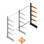 Lichte draagarmstelling enkelzijdig 2000x1250x600 4 niveaus aanbouwsectie Lichte draagarmstelling enkelzijdig 2000x1250x600 4 niveaus aanbouwsectie