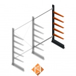 Lichte draagarmstelling enkelzijdig 2000x1250x600 5 niveaus aanbouwsectie