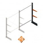 Lichte draagarmstelling enkelzijdig 2000x1500x500 2 niveaus aanbouwsectie