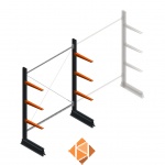 Lichte draagarmstelling enkelzijdig 2000x1500x500 3 niveaus beginsectie