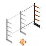 Lichte draagarmstelling enkelzijdig 2000x1500x500 4 niveaus aanbouwsectie