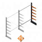 Lichte draagarmstelling enkelzijdig 2000x1500x500 5 niveaus aanbouwsectie