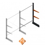 Lichte draagarmstelling enkelzijdig 2000x1500x600 2 niveaus aanbouwsectie