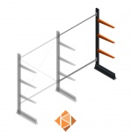 Lichte draagarmstelling enkelzijdig 2000x1500x600 3 niveaus aanbouwsectie