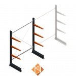 Lichte draagarmstelling enkelzijdig 2000x1500x600 3 niveaus beginsectie