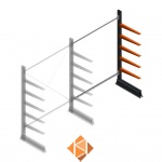 Lichte draagarmstelling enkelzijdig 2000x1500x600 4 niveaus aanbouwsectie