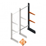 Lichte draagarmstelling enkelzijdig 2000x750x500 2 niveaus aanbouwsectie