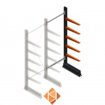Lichte draagarmstelling enkelzijdig 2000x750x500 5 niveaus aanbouwsectie