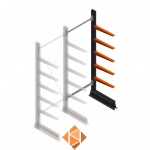 Lichte draagarmstelling enkelzijdig 2000x750x500 5 niveaus aanbouwsectie