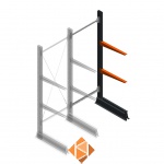 Lichte draagarmstelling enkelzijdig 2000x750x600 2 niveaus aanbouwsectie