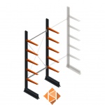 Lichte draagarmstelling enkelzijdig 2500x1000x500 5 niveaus beginsectie