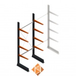 Lichte draagarmstelling enkelzijdig 2500x1000x600 4 niveaus beginsectie