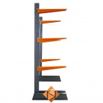 Lichte draagarmstelling enkelzijdig 2500x1000x600 5 niveaus aanbouwsectie