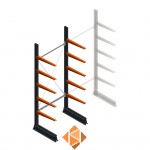 Lichte draagarmstelling enkelzijdig 2500x1000x600 5 niveaus beginsectie