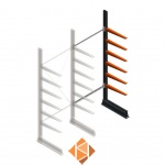 Lichte draagarmstelling enkelzijdig 2500x1000x600 6 niveaus aanbouwsectie