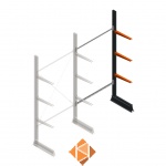 Lichte draagarmstelling enkelzijdig 2500x1250x500 3 niveaus aanbouwsectie