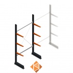 Lichte draagarmstelling enkelzijdig 2500x1250x500 3 niveaus beginsectie