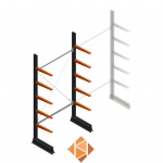 Lichte draagarmstelling enkelzijdig 2500x1250x500 5 niveaus beginsectie