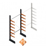 Lichte draagarmstelling enkelzijdig 2500x1250x500 6 niveaus beginsectie Lichte draagarmstelling enkelzijdig 2500x1250x500 6 niveaus beginsectie