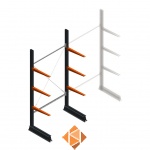 Lichte draagarmstelling enkelzijdig 2500x1250x600 3 niveaus beginsectie