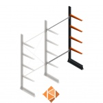 Lichte draagarmstelling enkelzijdig 2500x1250x600 4 niveaus aanbouwsectie