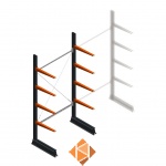 Lichte draagarmstelling enkelzijdig 2500x1250x600 4 niveaus beginsectie