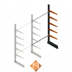 Lichte draagarmstelling enkelzijdig 2500x1250x600 5 niveaus aanbouwsectie