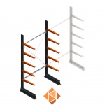 Lichte draagarmstelling enkelzijdig 2500x1250x600 5 niveaus beginsectie