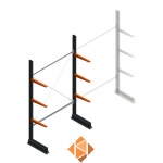 Lichte draagarmstelling enkelzijdig 2500x1500x500 3 niveaus beginsectie