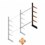 Lichte draagarmstelling enkelzijdig 2500x1500x500 4 niveaus aanbouwsectie Lichte draagarmstelling enkelzijdig 2500x1500x500 4 niveaus aanbouwsectie
