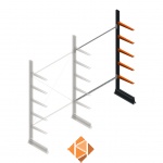 Lichte draagarmstelling enkelzijdig 2500x1500x500 5 niveaus aanbouwsectie Lichte draagarmstelling enkelzijdig 2500x1500x500 5 niveaus aanbouwsectie