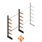 Lichte draagarmstelling enkelzijdig 2500x1500x500 5 niveaus beginsectie Lichte draagarmstelling enkelzijdig 2500x1500x500 5 niveaus beginsectie