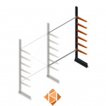 Lichte draagarmstelling enkelzijdig 2500x1500x500 6 niveaus aanbouwsectie