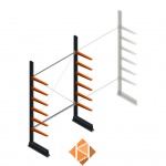 Lichte draagarmstelling enkelzijdig 2500x1500x500 6 niveaus beginsectie