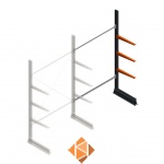 Lichte draagarmstelling enkelzijdig 2500x1500x600 3 niveaus aanbouwsectie