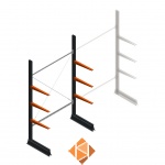 Lichte draagarmstelling enkelzijdig 2500x1500x600 3 niveaus beginsectie