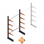 Lichte draagarmstelling enkelzijdig 2500x1500x600 4 niveaus beginsectie