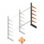 Lichte draagarmstelling enkelzijdig 2500x1500x600 5 niveaus aanbouwsectie Lichte draagarmstelling enkelzijdig 2500x1500x600 5 niveaus aanbouwsectie