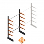 Lichte draagarmstelling enkelzijdig 2500x1500x600 5 niveaus beginsectie Lichte draagarmstelling enkelzijdig 2500x1500x600 5 niveaus beginsectie