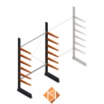 Lichte draagarmstelling enkelzijdig 2500x1500x600 6 niveaus beginsectie