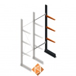 Lichte draagarmstelling enkelzijdig 2500x750x500 3 niveaus aanbouwsectie