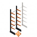 Lichte draagarmstelling enkelzijdig 2500x750x500 5 niveaus beginsectie