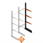 Lichte draagarmstelling enkelzijdig 2500x750x600 3 niveaus aanbouwsectie