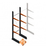 Lichte draagarmstelling enkelzijdig 2500x750x600 3 niveaus beginsectie