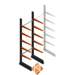 Lichte draagarmstelling enkelzijdig 2500x750x600 5 niveaus beginsectie