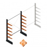 Medium draagarmstelling enkelzijdig 2500x1500x600 5 niveaus beginsectie Medium draagarmstelling enkelzijdig 2500x1500x600 5 niveaus beginsectie