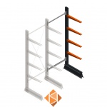 Medium draagarmstelling enkelzijdig 2500x750x600 4 niveaus aanbouwsectie